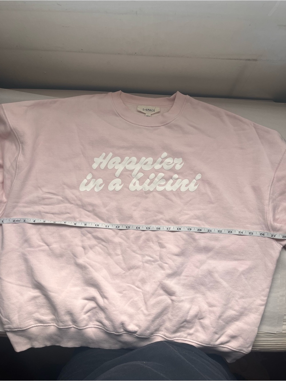 l*space Pastel Pink 'Happier in a Bikini' Oversized Crewneck Sweatshirt Medium - Picture 8 of 9